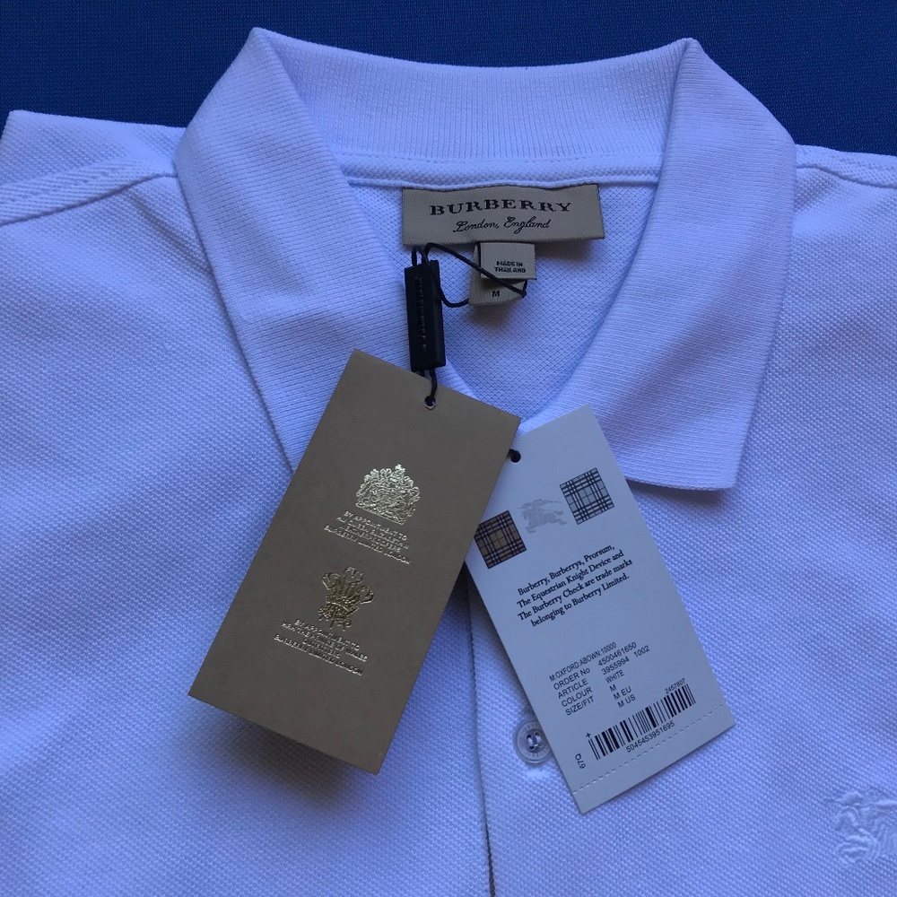 Burberry London England men polo shirt white